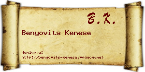 Benyovits Kenese névjegykártya